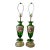 Pair of Antique Bohemian Glass Moser Emerald Green Lamps For Sale