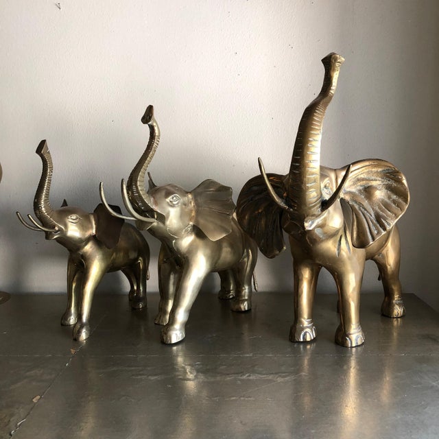 Vintage Large Brass Elephant Figurine 14.5in Tall Chairish