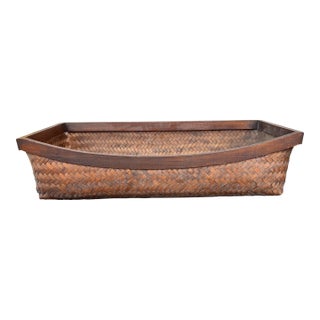 1950s Large Rectangular Brown Ikebana Basket For Sale
