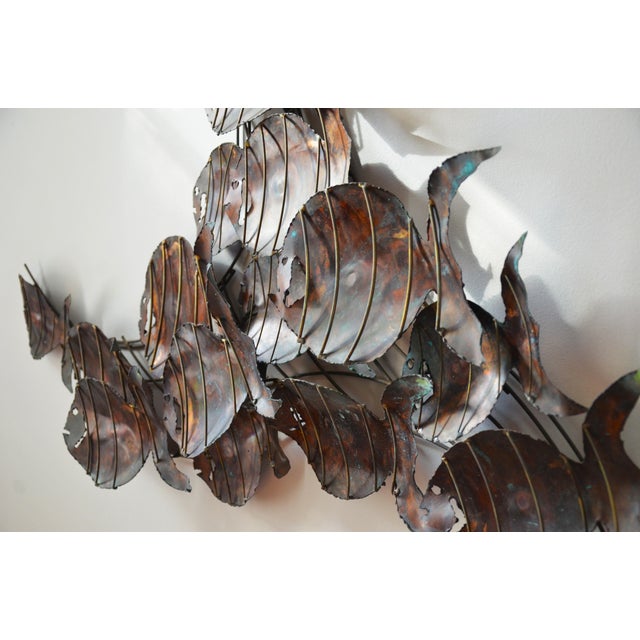 Metal Brutalist Torched Metal School of Fish Wall Sculpture For Sale - Image 7 of 7
