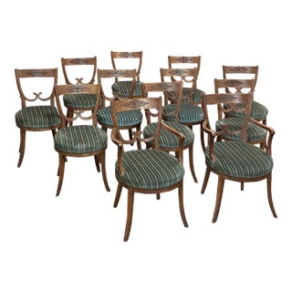 Set of Twelve 18th Century Swedish Gustavian Dining Chairs Includes 2 Armchairs For Sale