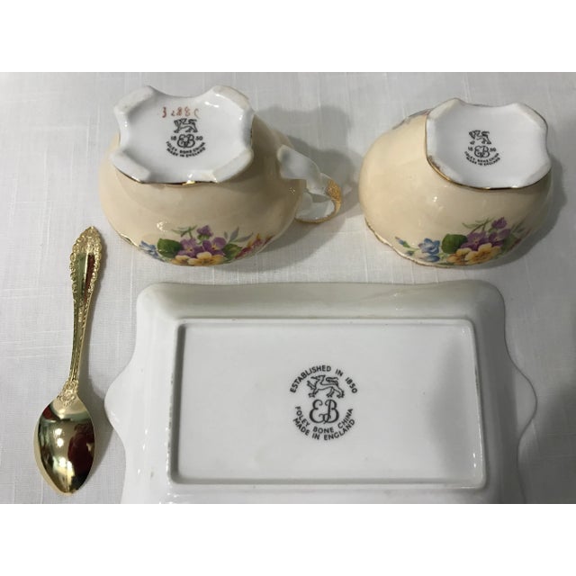 Mid 20th Century Foley Meadowsweet Creamer, Sugar and Tray Bone China Set With Demi Spoon - 4 Piece Sey For Sale - Image 5 of 13