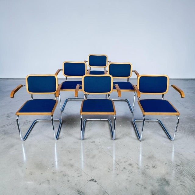 Mid-Century Modern Lowenstein Chrome Wood Cesca Dining Chairs - Set of 6 For Sale - Image 3 of 8