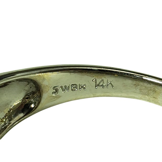 Metal Late 20th Century 14 Karat White Gold Diamond Floral Band Ring Size 9 For Sale - Image 7 of 8