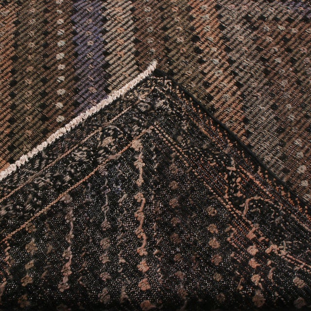 1950s Vintage Mid-Century Geometric Beige Brown and Blue Wool Kilim Rug For Sale - Image 5 of 5