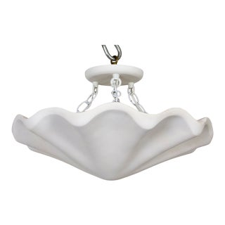 Circular Undulating Smooth Plaster Shell Pendant For Sale