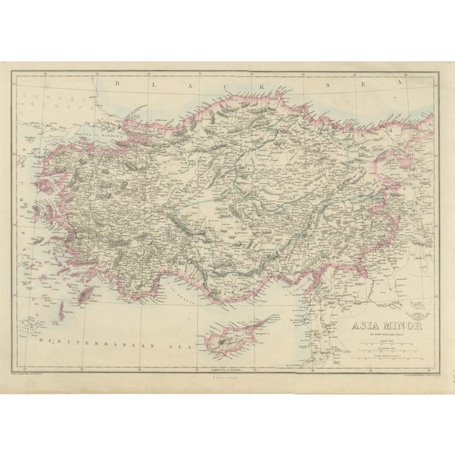 Antique Map of Asia Minor Turkey by Edward Weller, 1863 For Sale