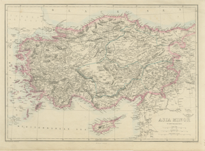 Antique Map of Asia Minor Turkey by Edward Weller, 1863