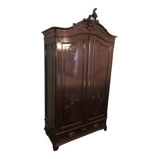 French Style Regency Mahogany Armoire Wardrobe For Sale