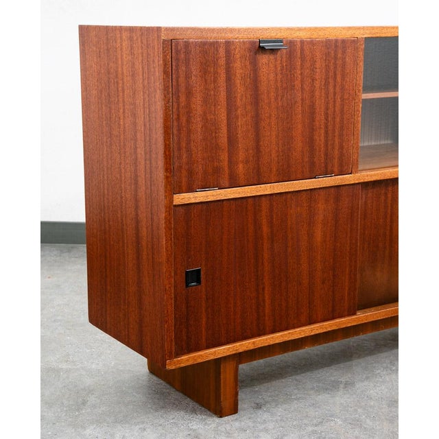 1960s Mid Century Danish Modern Credenza Sideboard Oak Teak Drawers Madsen Bar Glass For Sale - Image 5 of 12
