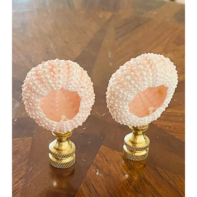 1970s Gorgeous Pink Urchins Lamp Finials Pair For Sale - Image 4 of 4