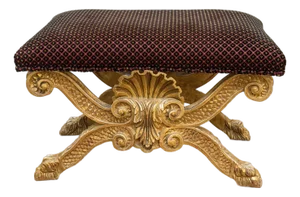 Mid 20th Century Charles Pollock George II Giltwood X-Frame Stool