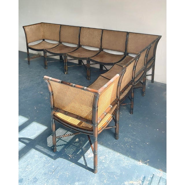 Coffee Vintage Boho Cane Sectional Sofa After Palecek For Sale - Image 8 of 10