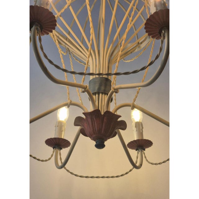 Mid-Century French Gilt Iron and Painted Tôle Hot Air Balloon Chandelier For Sale - Image 5 of 15