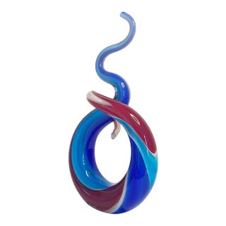 Vintage Post Modern Decor Multi Color Swirl Glass Sculpture For Sale