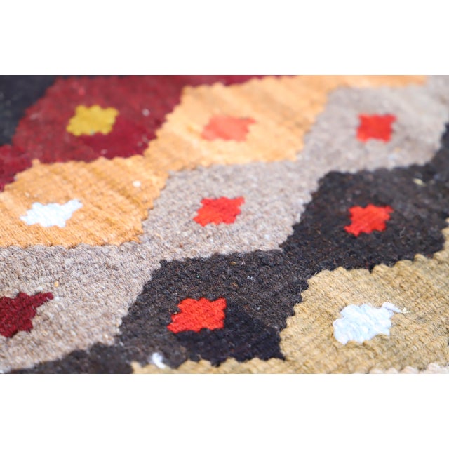 1990s 1990s Anatolian Ikat Design Natural Wool Handmade Kilim Rug For Sale - Image 5 of 11