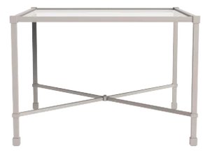 Brown Jordan Venetian 26" Square Occasional Table - Glass Top, Dove frame