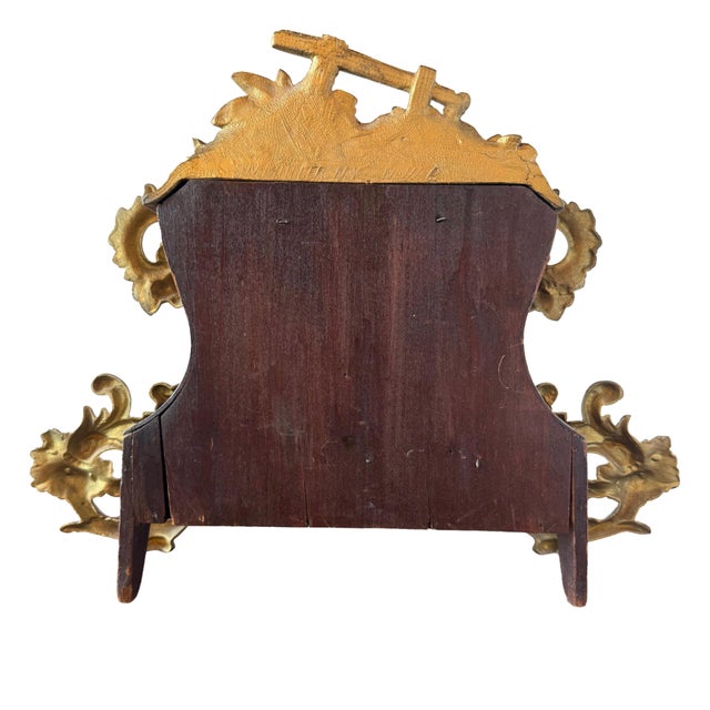 Antique Rococo Revival Gilt Spelter Mantel Clock, Ansonia Movement, Bird Motif, Late 19th C For Sale - Image 4 of 7