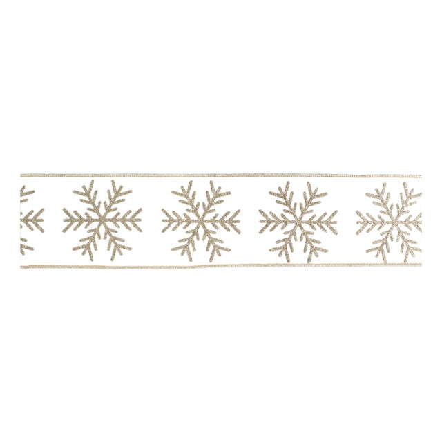 Snowflake Wired Ribbon 4" x 5 Yds. For Sale