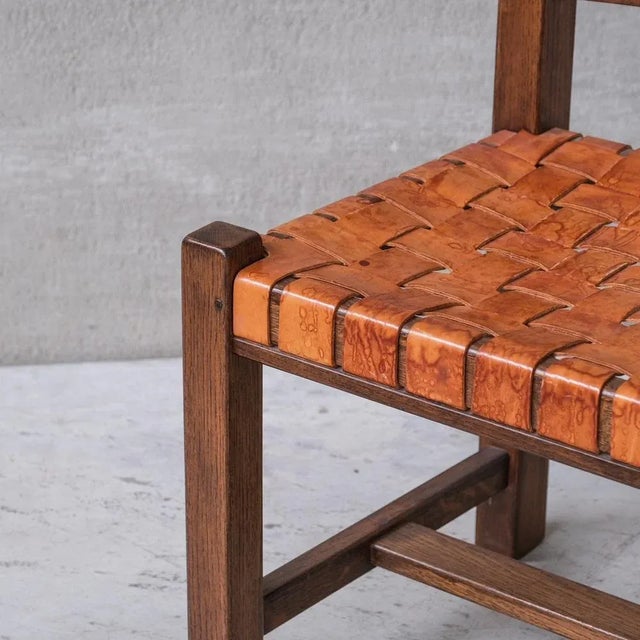 Brown Mid-Century Dutch Leather and Oak Dining Chairs, Set of 6 For Sale - Image 8 of 13