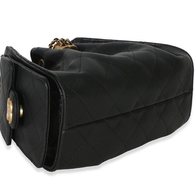 26P Black Quilted Caviar Mini Chanel 25 Hobo Handbag For Sale In New York - Image 6 of 9