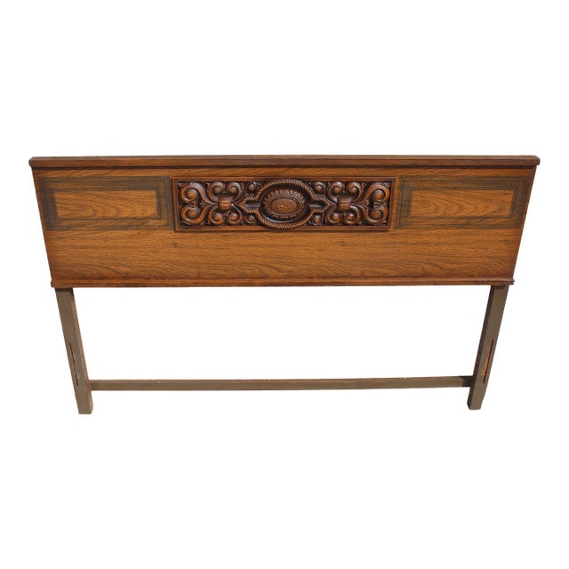 Victorian-Style Carved Wood Twin Headboard For Sale