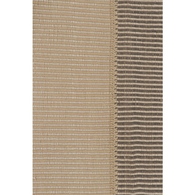 Rug & Kilim’s Contemporary Kilim With Textural Stripe Design in Beige & Gray For Sale In New York - Image 6 of 10