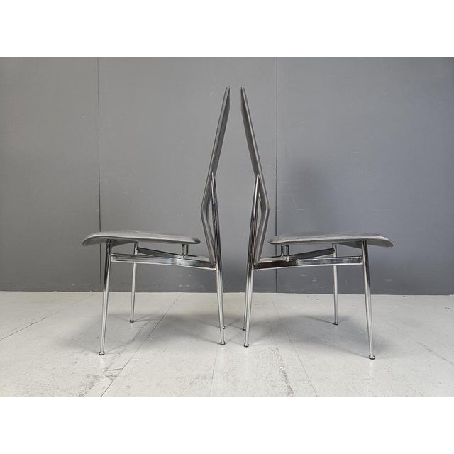 Vintage Dining Chairs by Giancarlo Vegni for Fasem, 1980s, Set of 8 For Sale - Image 9 of 11