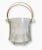 Medium sized crystal etched ice bucket with brass handle. Bottom of the ice bucket engraved "Italy".