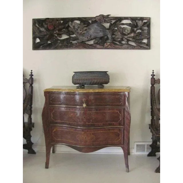 19th Century 19th Century Asian Carved Polychrome Painted Panel For Sale - Image 5 of 10