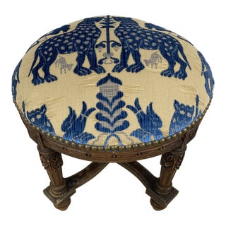 Antique English Oak Footstool, Recovered For Sale