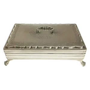 Dutch Biedermeier Style Silver Spoon Box with Tea Spoons, Set of 7