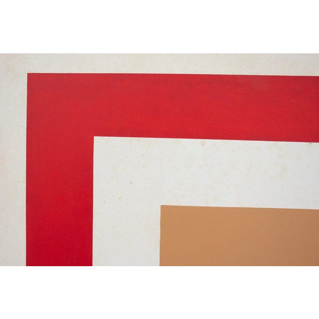 Vintage C.1980 Hard Edge Abstract Geometric Acrylic Painting Signed j.v. 80, 40x40 For Sale - Image 4 of 8