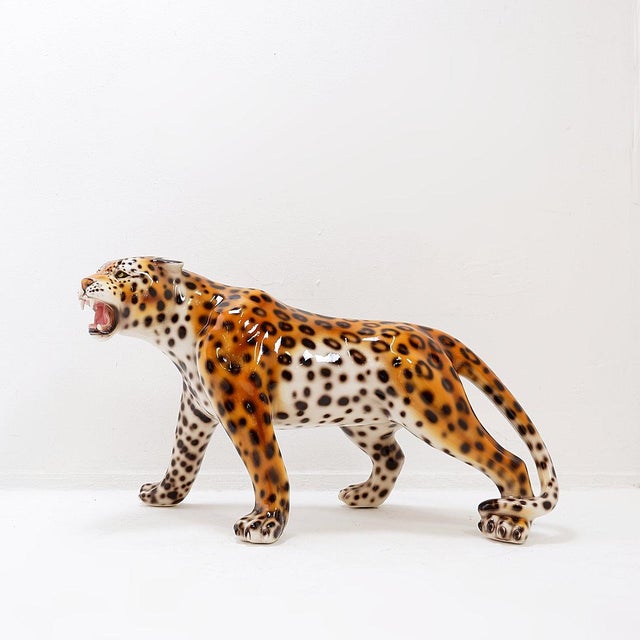 Ceramic Ceramic Sculpture of Leopard by Ceramiche Boxer, 2000s For Sale - Image 7 of 16