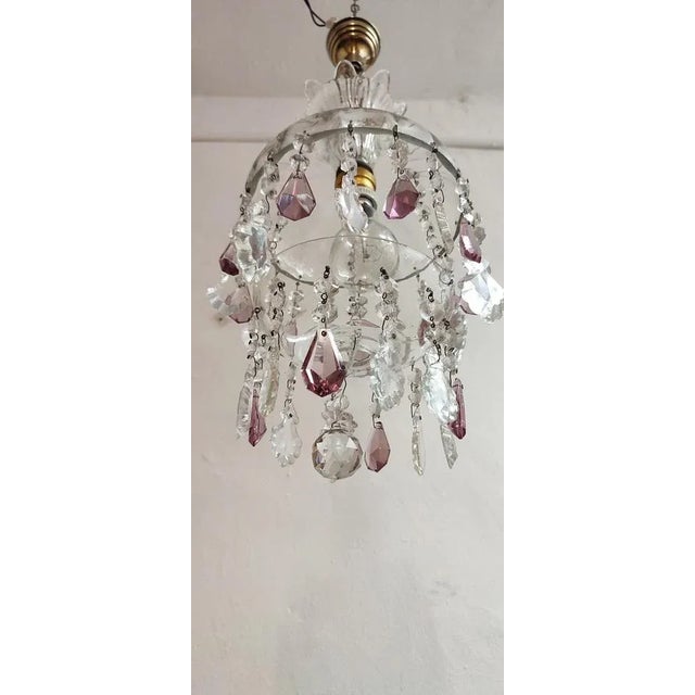 Glass Crystal Ceiling Lamp. France, 1950s For Sale - Image 7 of 10