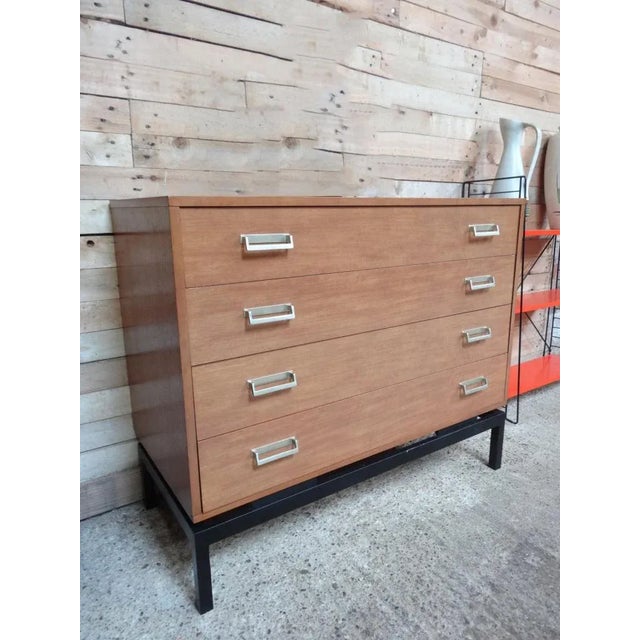 Wood Vintage Retro Teak Chest of Drawers with Metal Base, 1960s For Sale - Image 7 of 7