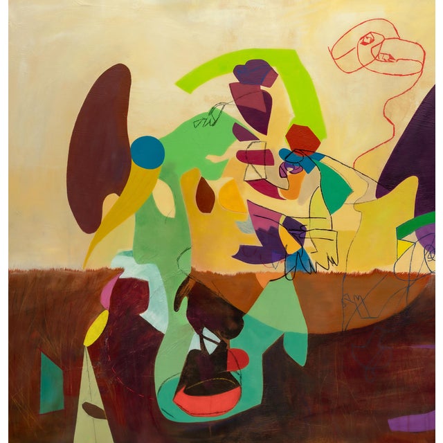 Isabel Brinck Abstract Painting on Canvas Titled "Squirrel Whisperer" For Sale - Image 4 of 4