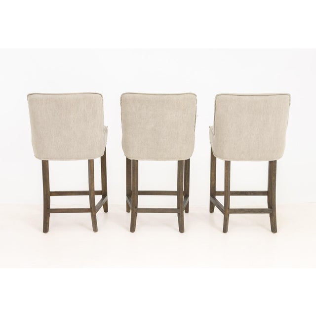 Four Hands "Aria" Upholstered Bar Stools, 3 For Sale - Image 4 of 9