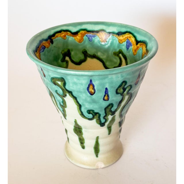 Ceramic Antique Gouda Schoonhoven Holland Art Pottery Hand Painted 212 Vase, Signed For Sale - Image 7 of 10