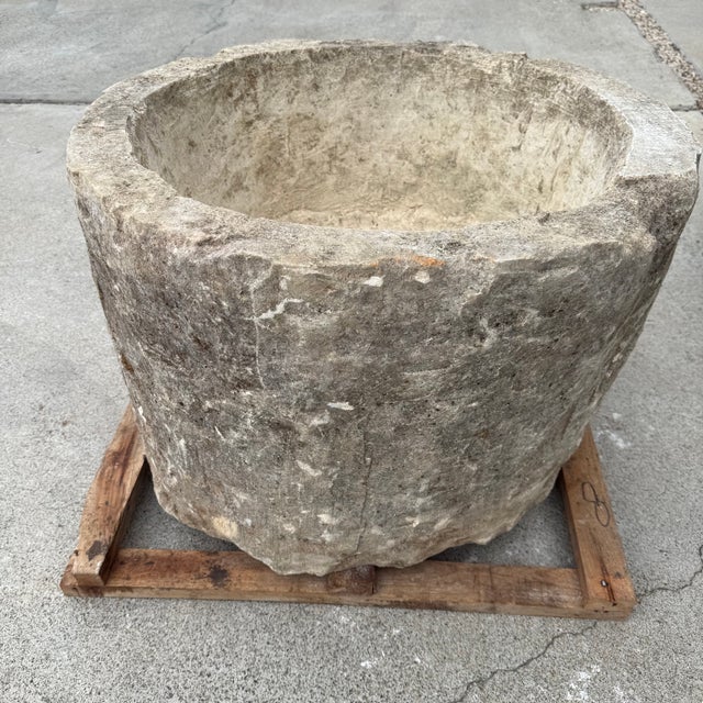 Dove Gray Antique Limestone Trough 51226c 29" Dia For Sale - Image 8 of 9
