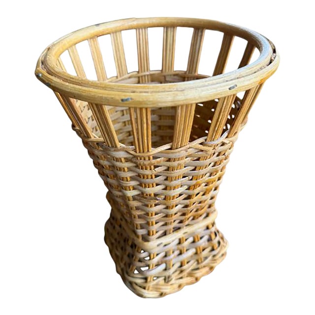 Vintage Woven Basket Vase-Shaped For Sale