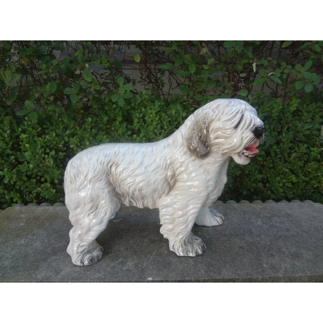 Hollywood Regency 1960s Italian Glazed Ceramic Dog Sculpture For Sale - Image 3 of 9