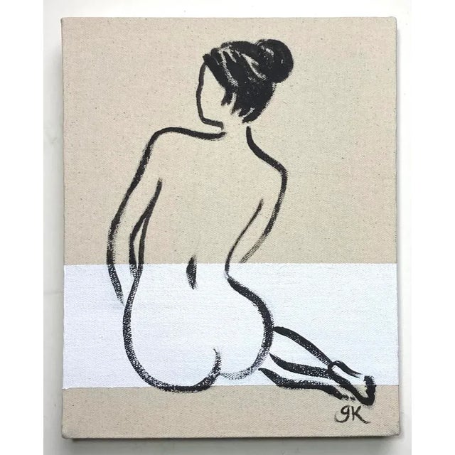 2020s "Figure No. 4 With White Band" Contemporary Original Abstract Figurative Nude Acrylic Painting by Gretchen Kelly For Sale - Image 5 of 5