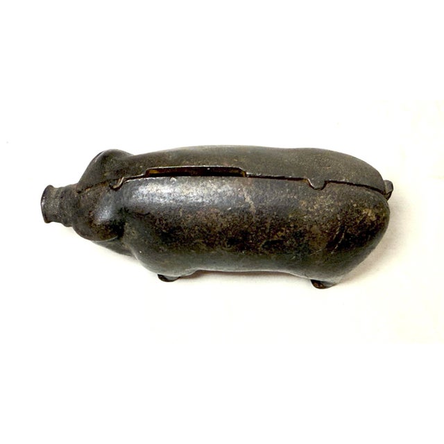 Metal Rare Antique 1920's Original Figural Cast Iron Heavy Pig Piggy Still Bank For Sale - Image 7 of 10
