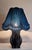 Large Vintage Blue-Grey Gradient Glazed Ceramic Table Lamp with Fabric Shade, 1970s For Sale - Image 9 of 9