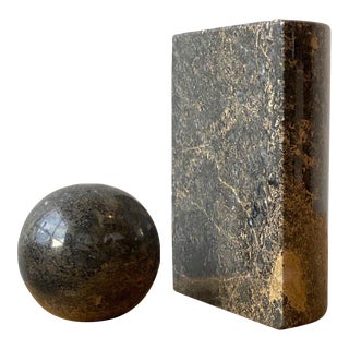 Vintage Modernist Fossil Stone Bookends, a Pair, Circa 1970s For Sale