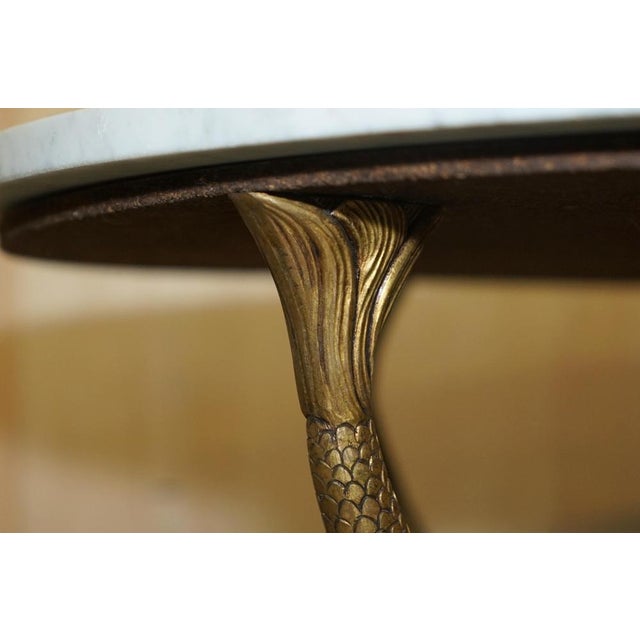 19th Century Italian Gilt Brass & Carrara Marble Dolphin Coffee Table For Sale - Image 6 of 18