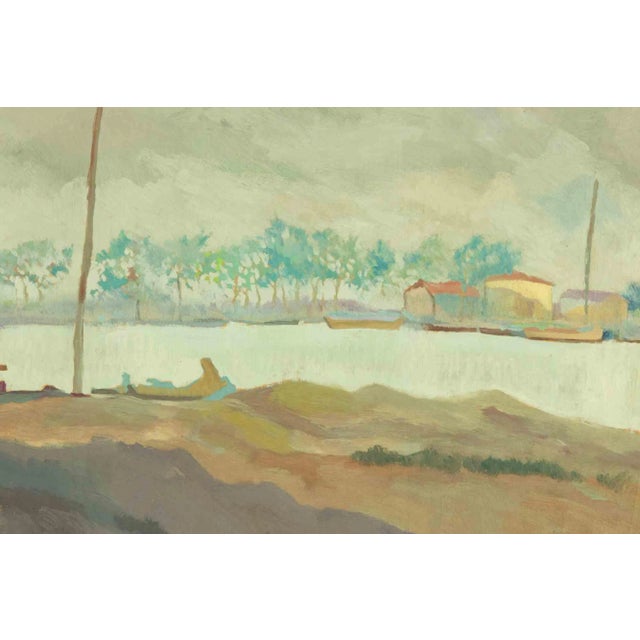 Carlo D'Aloisio da Vasto, Grey of the River, Mid-20th-Century, Oil on Canvas For Sale