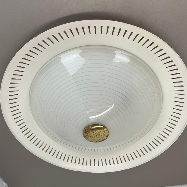 1950s Modern Metal and Glass Flushmount Light in the style of Gio Ponti, Italy, 1950s For Sale - Image 5 of 18