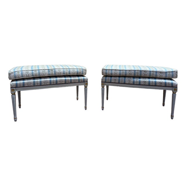 Louis XVI Benches in Lacquered and Gilded Wood, 1970s For Sale